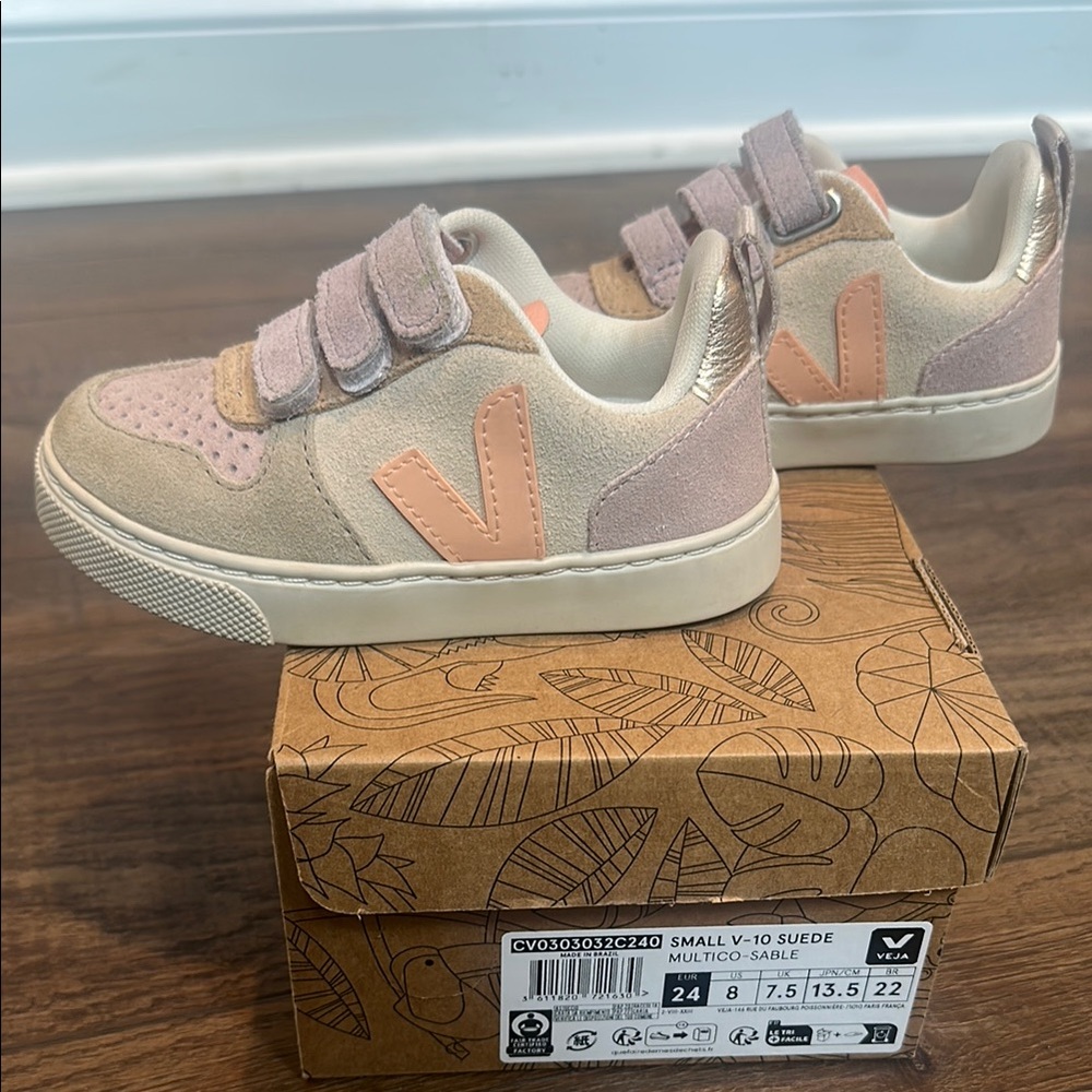 Veja Pink and Cream Sneakers with Supportive Sole